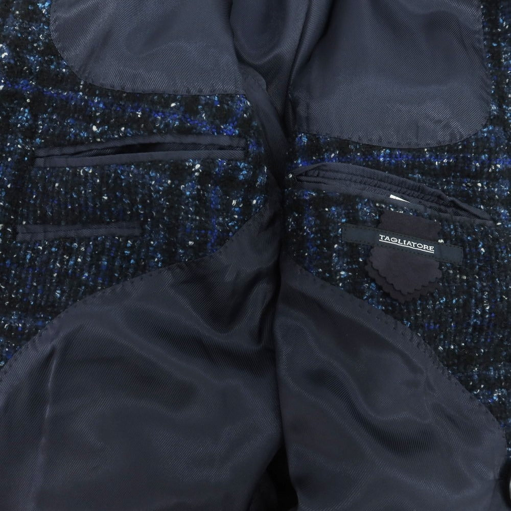 【中古】タリアトーレ TAGLIATORE ウールナイロン チェック ポロコート ネイビーxブラック【 48 】【 状態ランクB 】【 メンズ 】