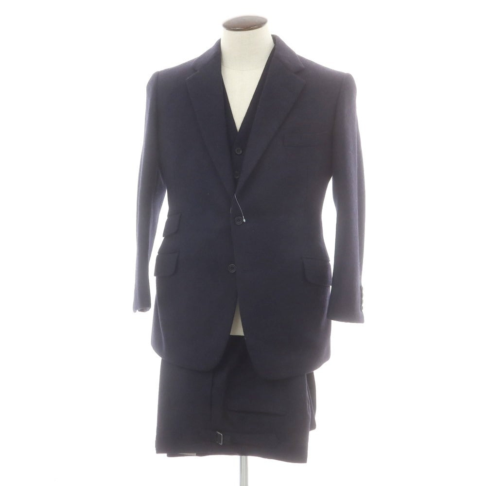 【中古】バタクハウスカット batak house cut ウール スリーピース 3つボタンスーツ ネイビー【 サイズ表記なし(L位) 】【 状態ランクD 】【 メンズ 】