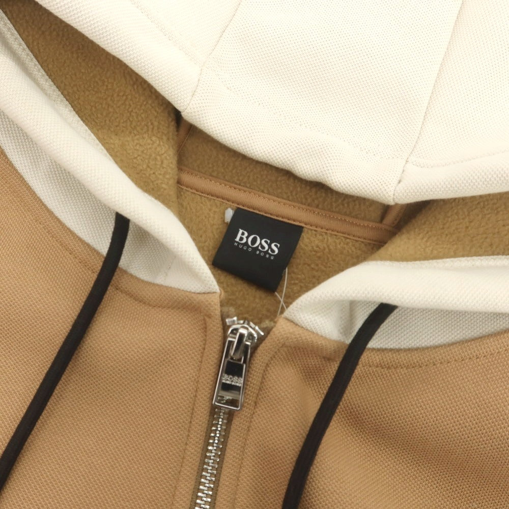 【中古】ヒューゴボス HUGO BOSS コットンポリエステル ジップアップ パーカー ベージュxブラック【 XXL 】【 状態ランクC 】【 メンズ 】