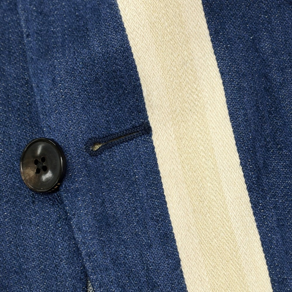 【中古】ガブリエレ パジーニ Gabriele Pasini リネンシルクコットン ストライプ 3つボタンスーツ セットアップ ネイビーxベージュ【サイズ上48/下46】【 状態ランクB 】【 メンズ 】