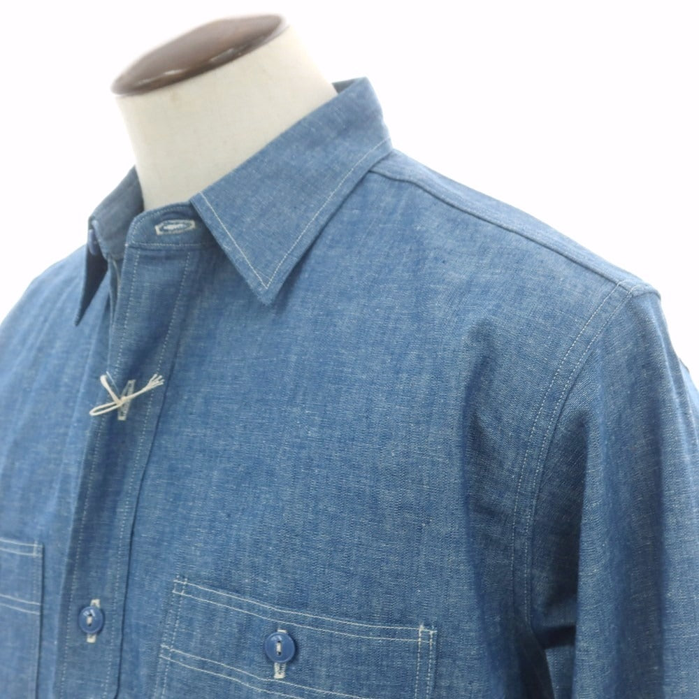 【中古】ジョン グラッコー JOHN GLUCKOW ダンガリー カジュアルシャツ ブルー【 42 】【 状態ランクA 】【 メンズ+A8 】