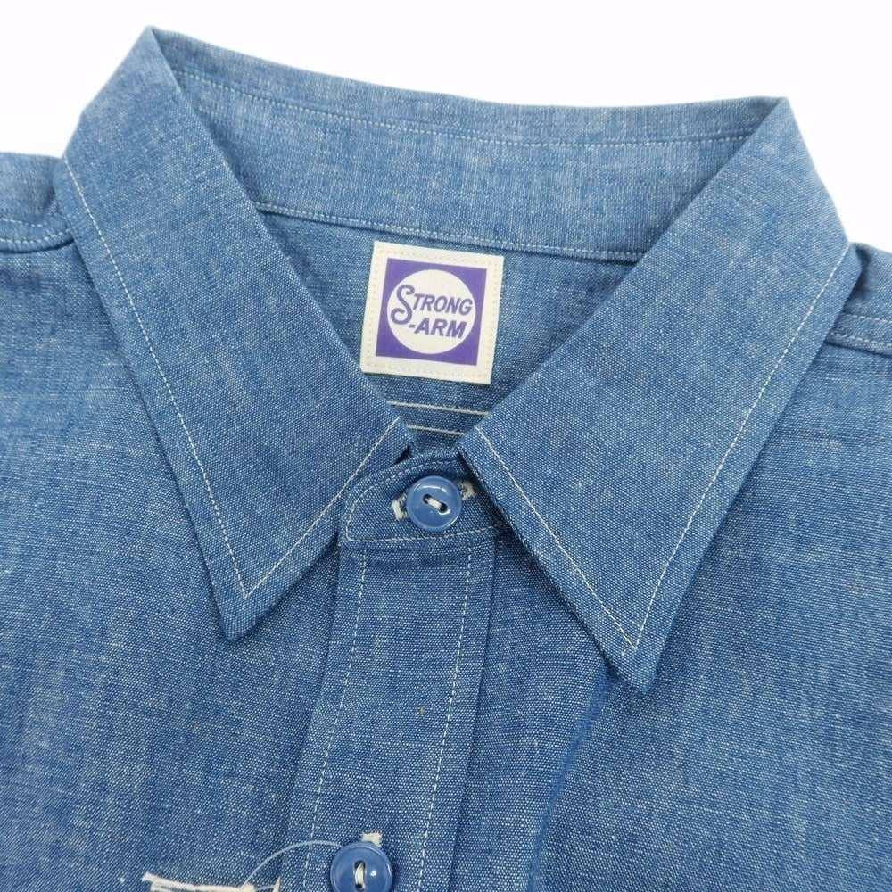 【中古】ジョン グラッコー JOHN GLUCKOW ダンガリー カジュアルシャツ ブルー【 42 】【 状態ランクA 】【 メンズ+A8 】