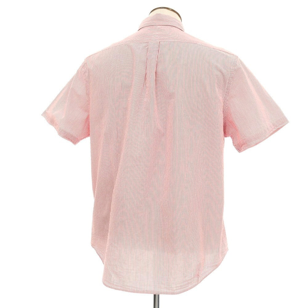 【中古】ポロ ラルフローレン Polo Ralph Lauren コットン シアサッカー ストライプ ボタンダウン 半袖シャツ レッドxホワイト【サイズXL】【 状態ランクB 】【 メンズ 】