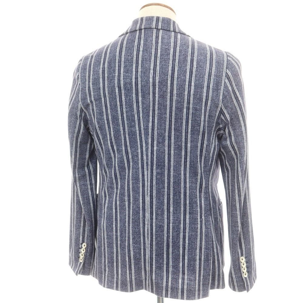 【中古】チルコロ1901 CIRCOLO 1901 ジャージーコットン ストライプ カジュアルジャケット ネイビー【 48 】【 状態ランクC 】【 メンズ 】
