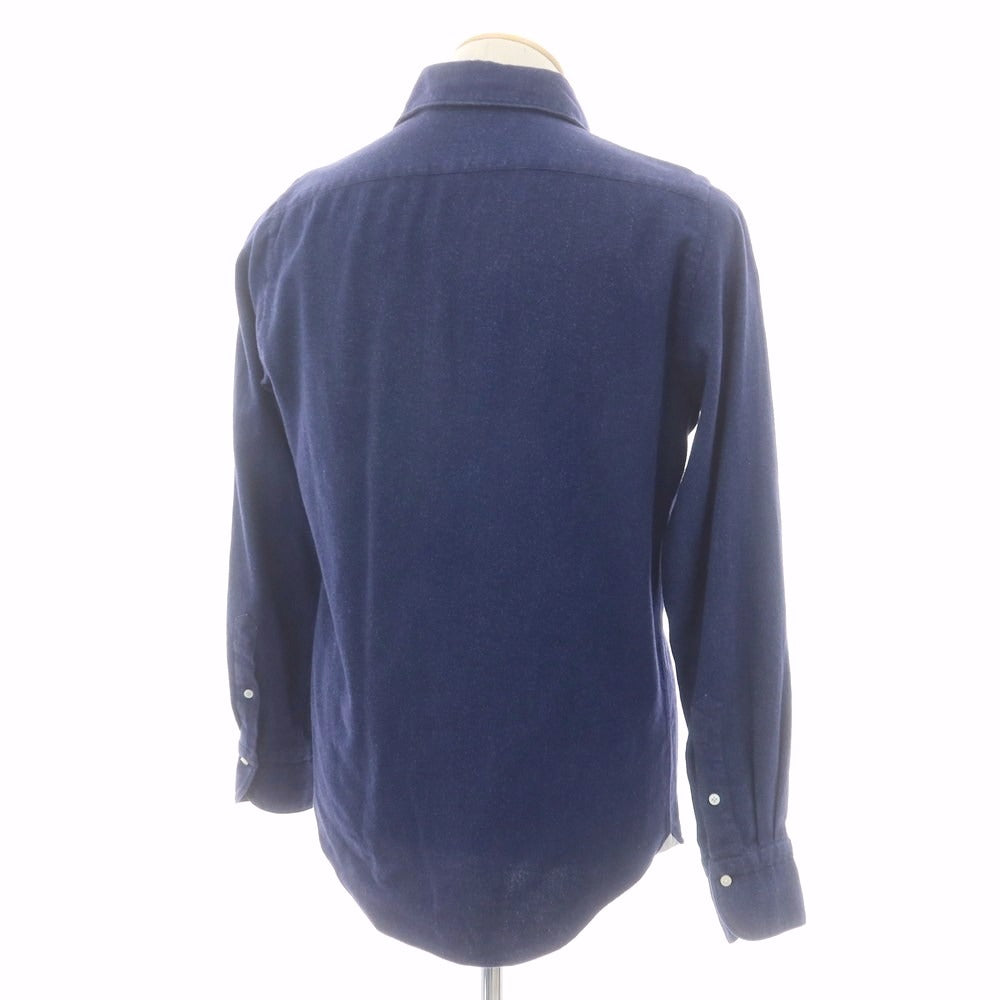 【中古】フィナモレ Finamore 起毛コットン カジュアルシャツ ネイビー【 S 】【 状態ランクC 】【 メンズ 】