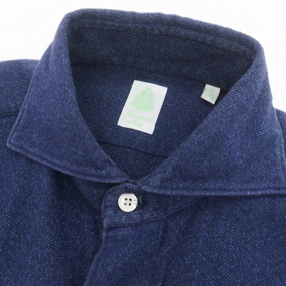 【中古】フィナモレ Finamore 起毛コットン カジュアルシャツ ネイビー【 S 】【 状態ランクC 】【 メンズ 】