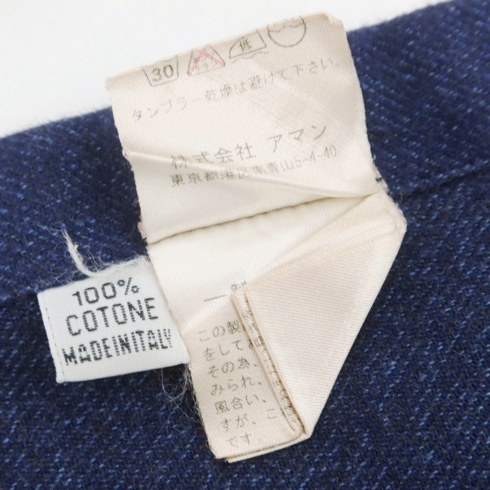 【中古】フィナモレ Finamore 起毛コットン カジュアルシャツ ネイビー【 S 】【 状態ランクC 】【 メンズ 】