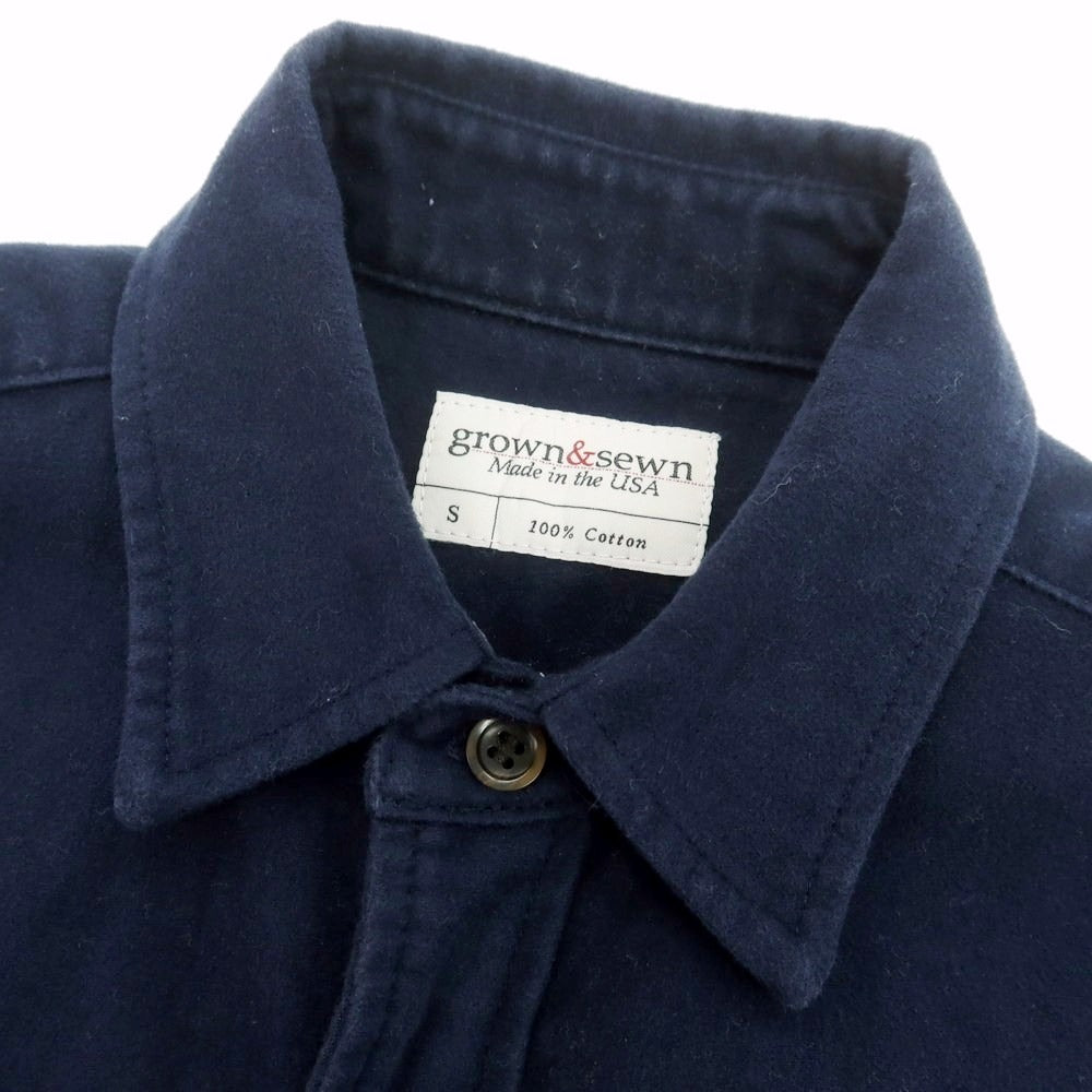 【中古】グロウンアンドソーン grown&sewn モールスキンコットン ワークシャツ ネイビー【 S 】【 状態ランクC 】【 メンズ 】