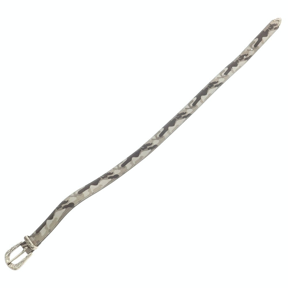 【中古】ティベリオフェレッティ TIBERIO FERRETTI カモフラージュ柄 スエード レザー ベルト グレーxブラック【 80 】【 状態ランクB 】【 メンズ 】