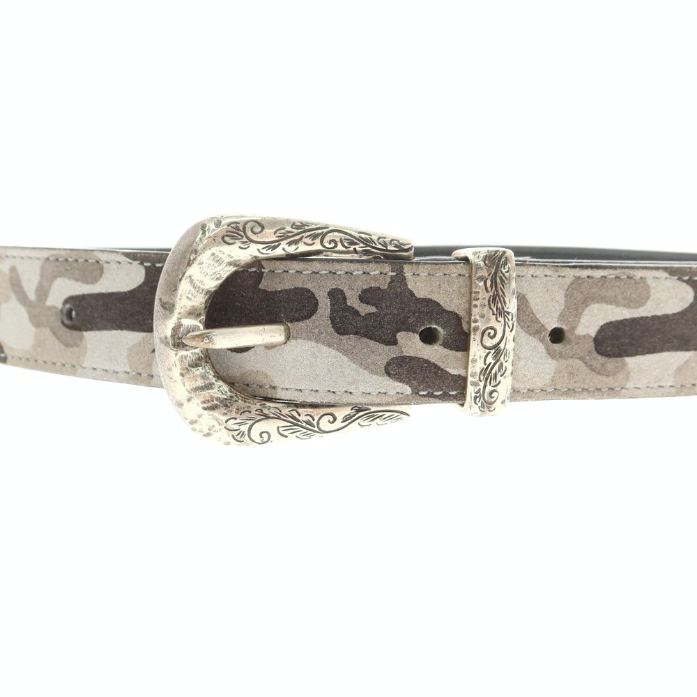 【中古】ティベリオフェレッティ TIBERIO FERRETTI カモフラージュ柄 スエード レザー ベルト グレーxブラック【 80 】【 状態ランクB 】【 メンズ 】