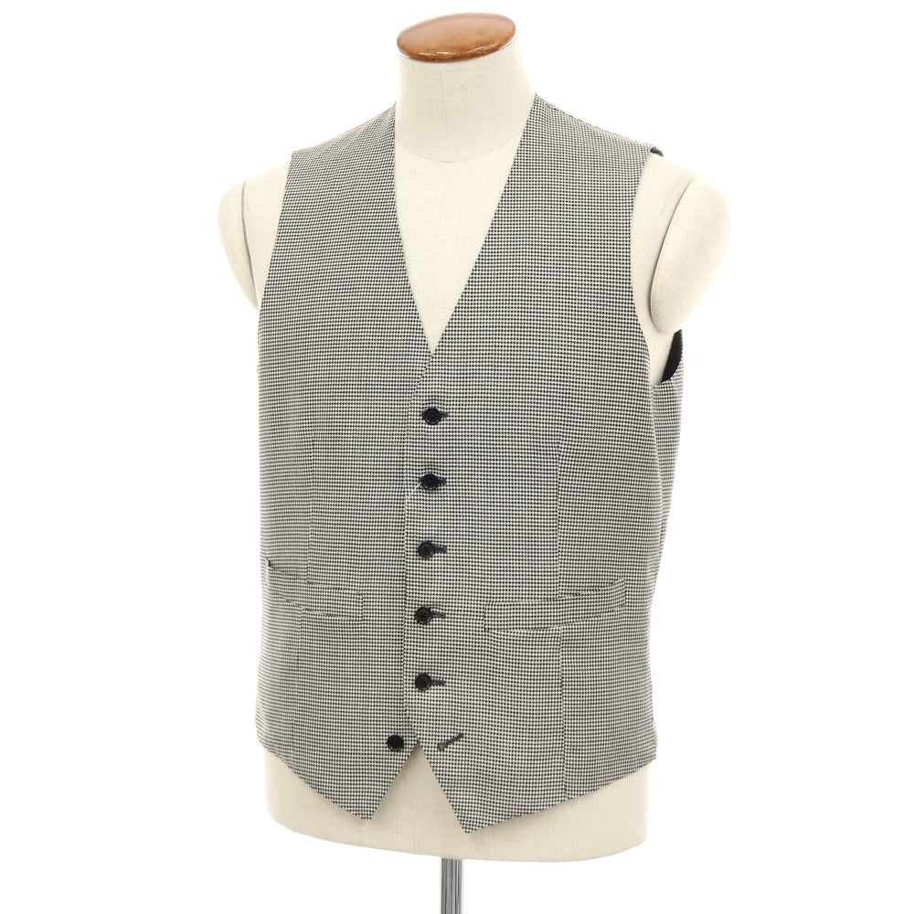 【中古】トゥモローランド TOMORROWLAND ウールシルク ハウンドトゥース ドレス系ジレ ベスト ホワイトxブラック【サイズ48】【 状態ランクB 】【 メンズ 】