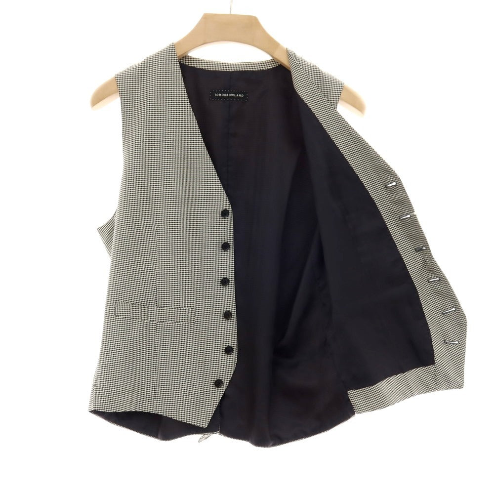 【中古】トゥモローランド TOMORROWLAND ウールシルク ハウンドトゥース ドレス系ジレ ベスト ホワイトxブラック【サイズ48】【 状態ランクB 】【 メンズ 】