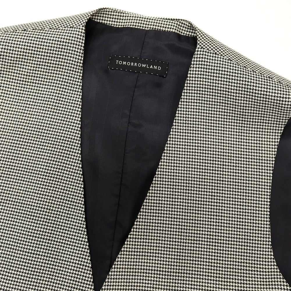 【中古】トゥモローランド TOMORROWLAND ウールシルク ハウンドトゥース ドレス系ジレ ベスト ホワイトxブラック【サイズ48】【 状態ランクB 】【 メンズ 】