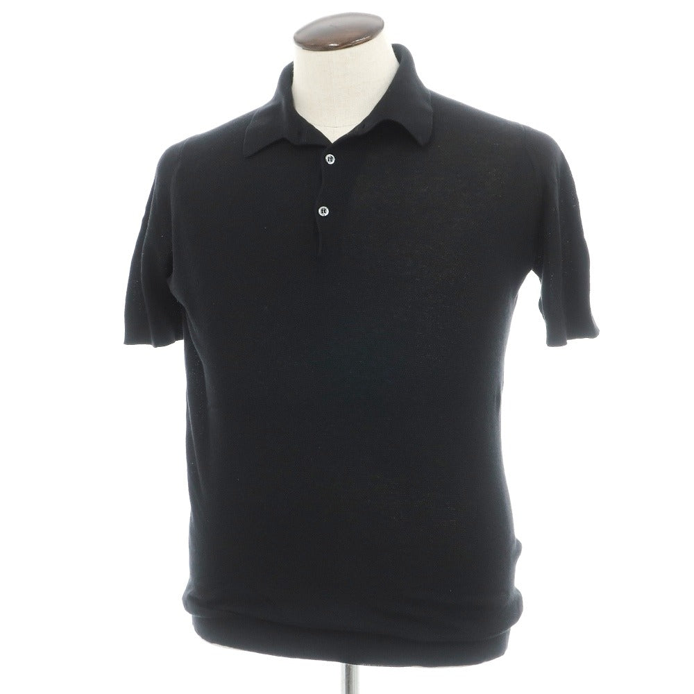 【中古】ジョンスメドレー JOHN SMEDLEY BEAMS F別注 コットン 半袖 ポロニット ブラック【サイズL】【 状態ランクC 】【 メンズ 】