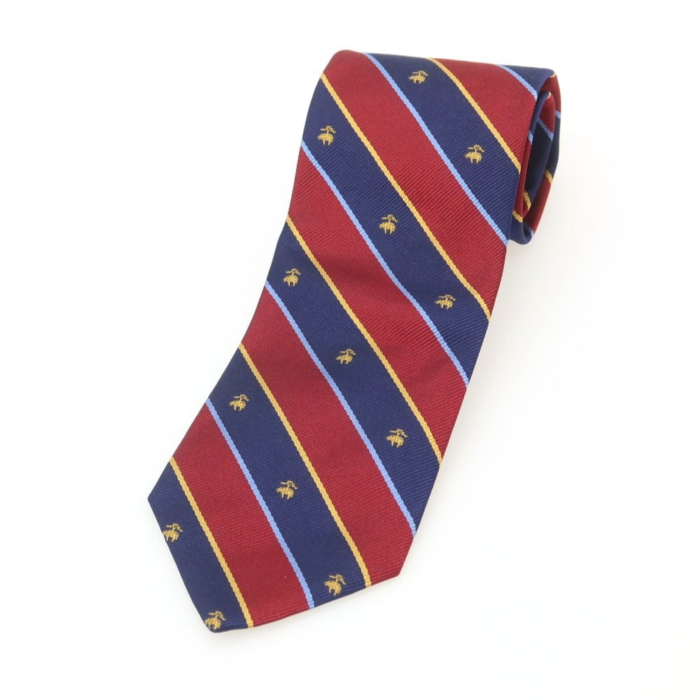 【中古】ブルックスブラザーズ Brooks Brothers シルク ストライプ柄ネクタイ ワインレッドxネイビー【 状態ランクB 】【 メンズ 】