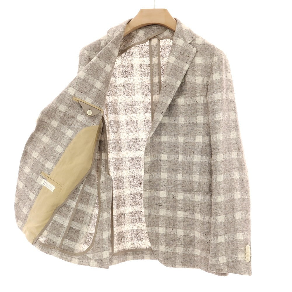 【中古】タリアトーレ TAGLIATORE リネンナイロン チェック 2B テーラードジャケット グレーxホワイト【サイズ48】【 状態ランクA 】【 メンズ 】