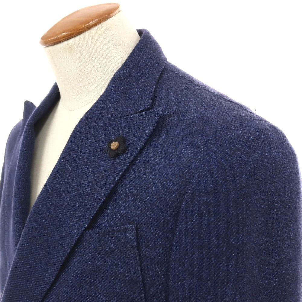 【中古】ラルディーニ LARDINI ウールリネン ダブル4B テーラードジャケット ネイビー【サイズ48】【 状態ランクA 】【 メンズ 】