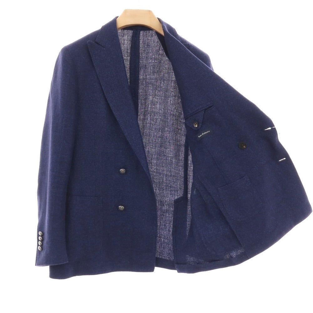 【中古】ラルディーニ LARDINI ウールリネン ダブル4B テーラードジャケット ネイビー【サイズ48】【 状態ランクA 】【 メンズ 】