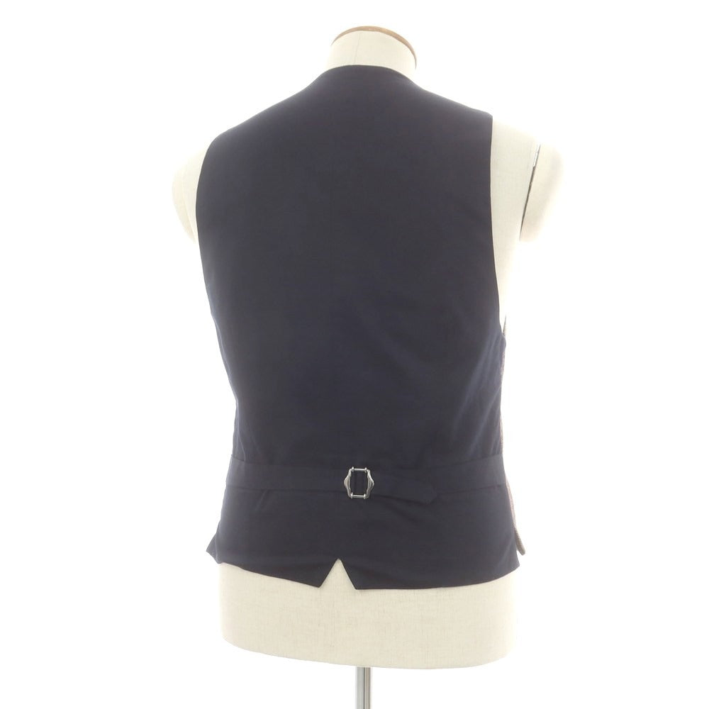 【中古】ラルディーニ LARDINI ウールカシミヤ チェック ドレス系ジレ ベスト ブラウンxネイビー【 48 】【 状態ランクA 】【 メンズ 】