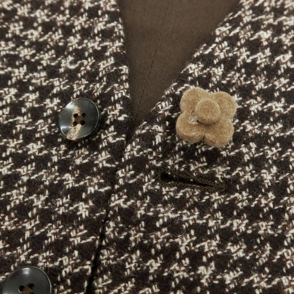 【中古】ラルディーニ LARDINI ウール チェック ドレス系ジレ ベスト ダークブラウンxホワイト【 48 】【 状態ランクA 】【 メンズ 】