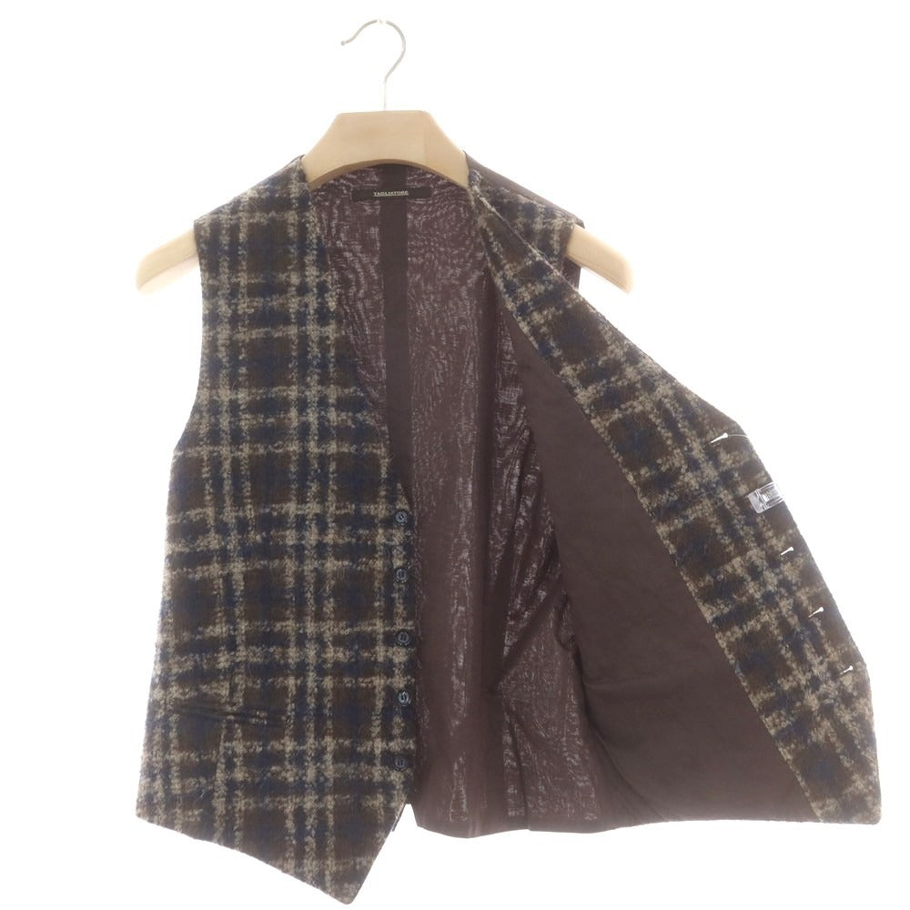 【中古】タリアトーレ TAGLIATORE ウールモヘヤ チェック ドレス系ジレ ベスト ブラウンxベージュ【 48 】【 状態ランクA 】【 メンズ 】