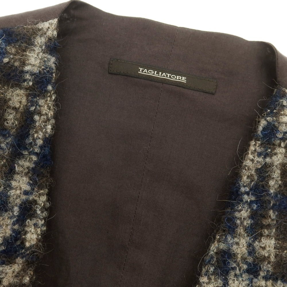 【中古】タリアトーレ TAGLIATORE ウールモヘヤ チェック ドレス系ジレ ベスト ブラウンxベージュ【 48 】【 状態ランクA 】【 メンズ 】