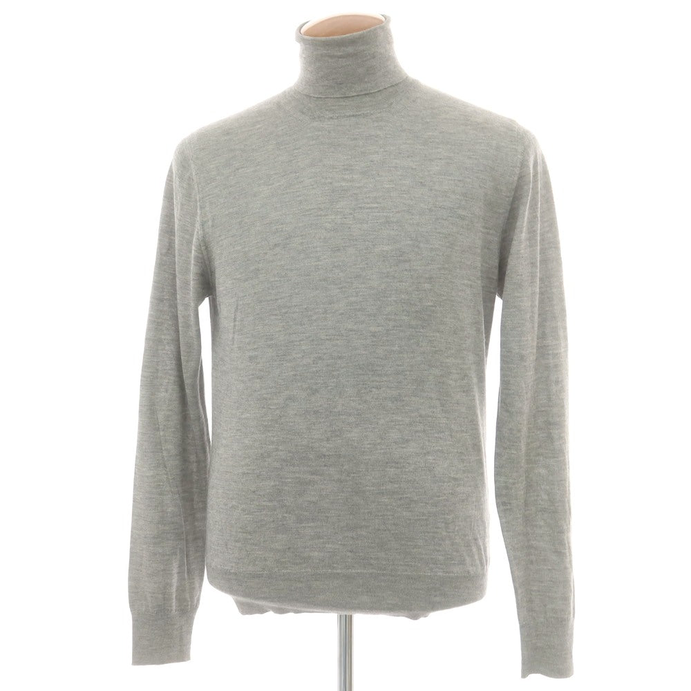 【中古】クルチアーニ CRUCIANI ハイゲージ カシミヤシルク タートルネック プルオーバーニット ライトグレー【 50 】【 状態ランクC 】【 メンズ 】