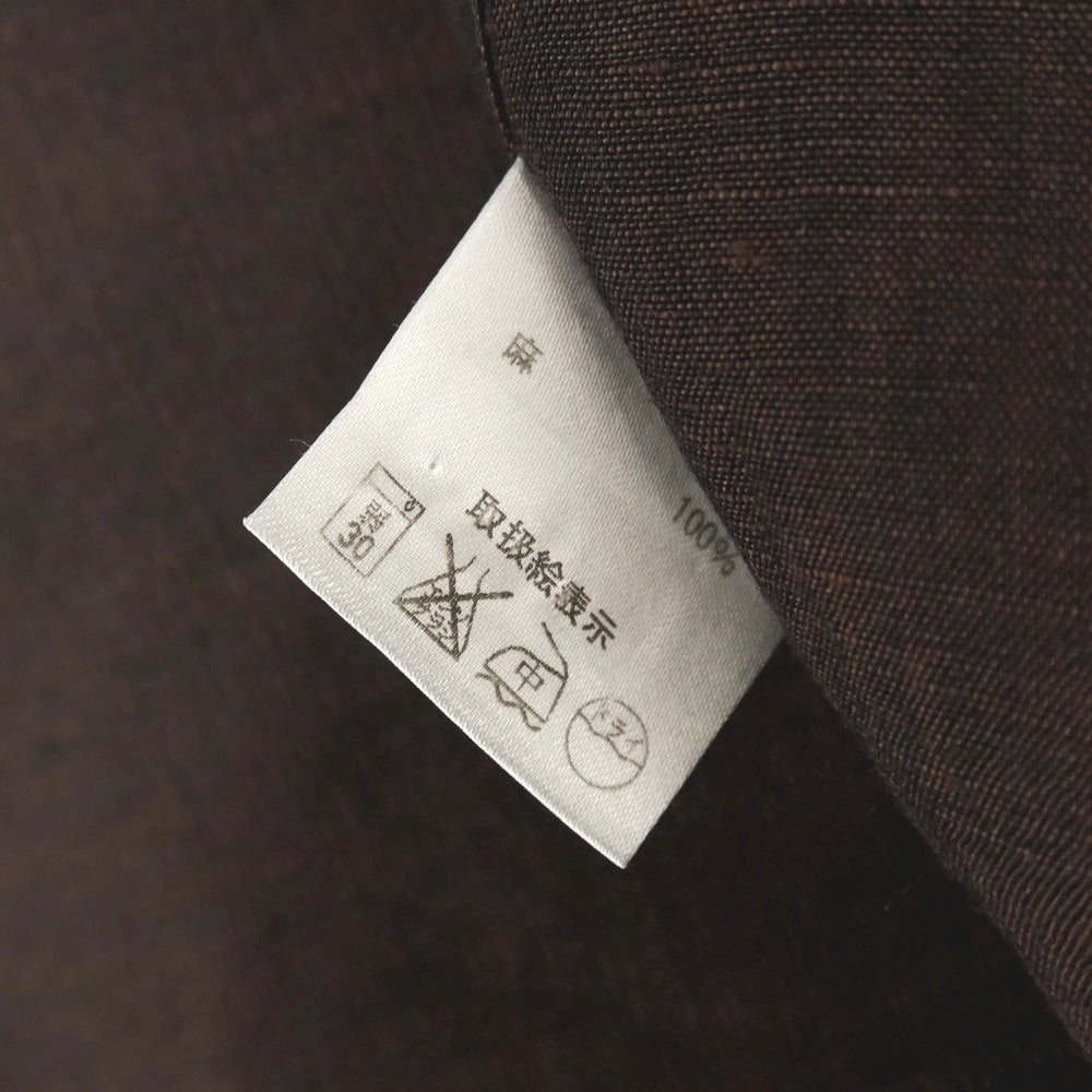 【中古】マリアサンタンジェロ Maria Santangelo リネン ワイドカラー カジュアルシャツ ダークブラウン【サイズ41】【 状態ランクB 】【 メンズ 】