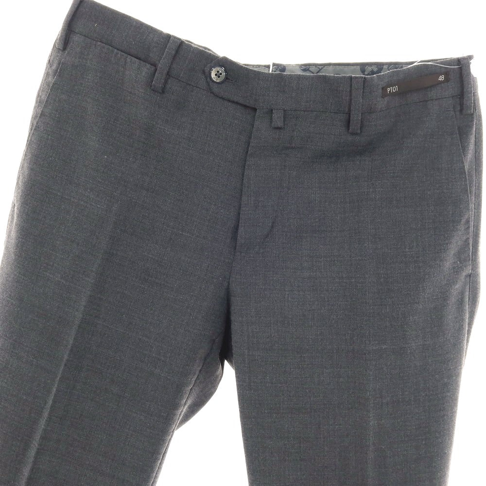 【中古】ピーティーゼロウーノ PT01 TRAVELLER ストレッチ ポリエステルウール ドレススラックスパンツ グレー【サイズ48】【 状態ランクB 】【 メンズ 】