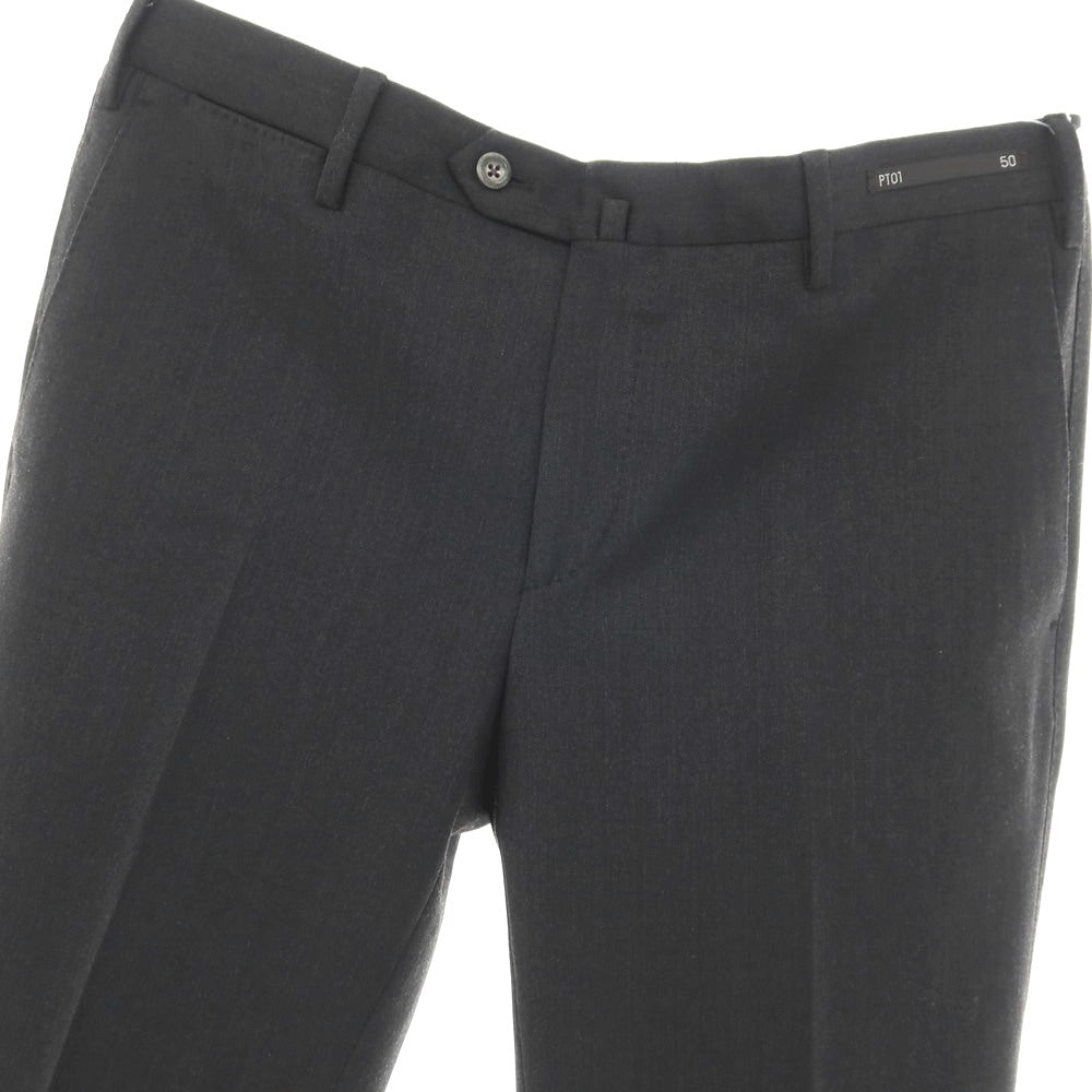 【中古】ピーティーゼロウーノ PT01 WINTER TRAVELLER ストレッチ ポリエステルウール ドレススラックスパンツ ダークグレー【サイズ50】【 状態ランクA 】【 メンズ 】