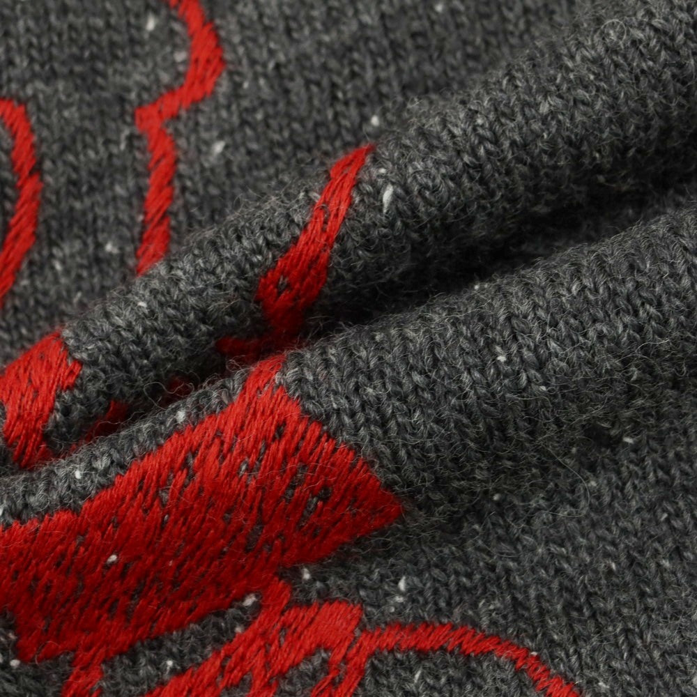 【中古】アイスバーグ ICEBERG × PEANUTS ストレッチ ウールアクリル プルオーバーニット グレーxレッド【 M 】【 状態ランクB 】【 メンズ 】