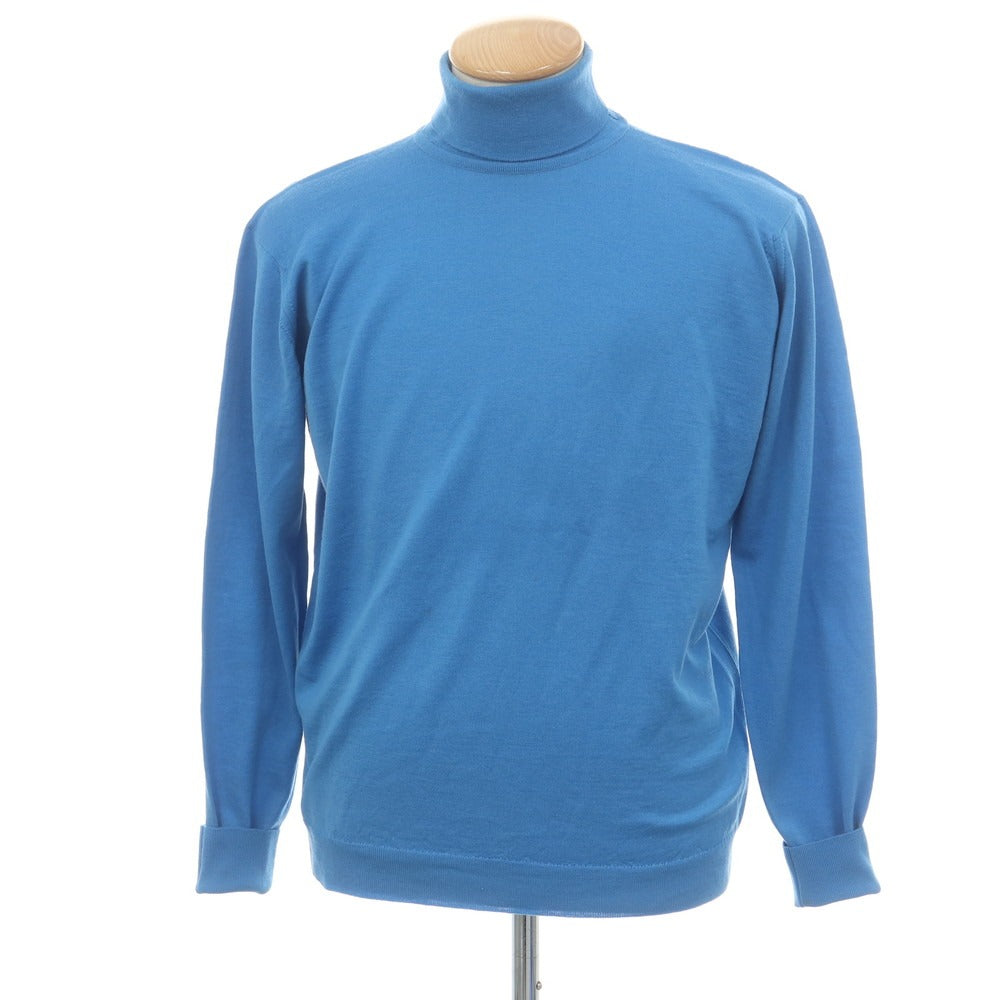 【中古】ジョンスメドレー JOHN SMEDLEY ハイゲージ ウール タートルネック プルオーバーニット ライトブルー【 M 】【 状態ランクC 】【 メンズ 】