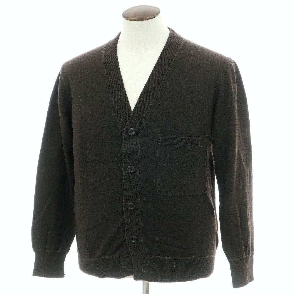【中古】マーガレットハウエル MARGARET HOWELL コットンリネン ニット カーディガン ダークブラウン【サイズL】【 状態ランクC 】【 メンズ 】