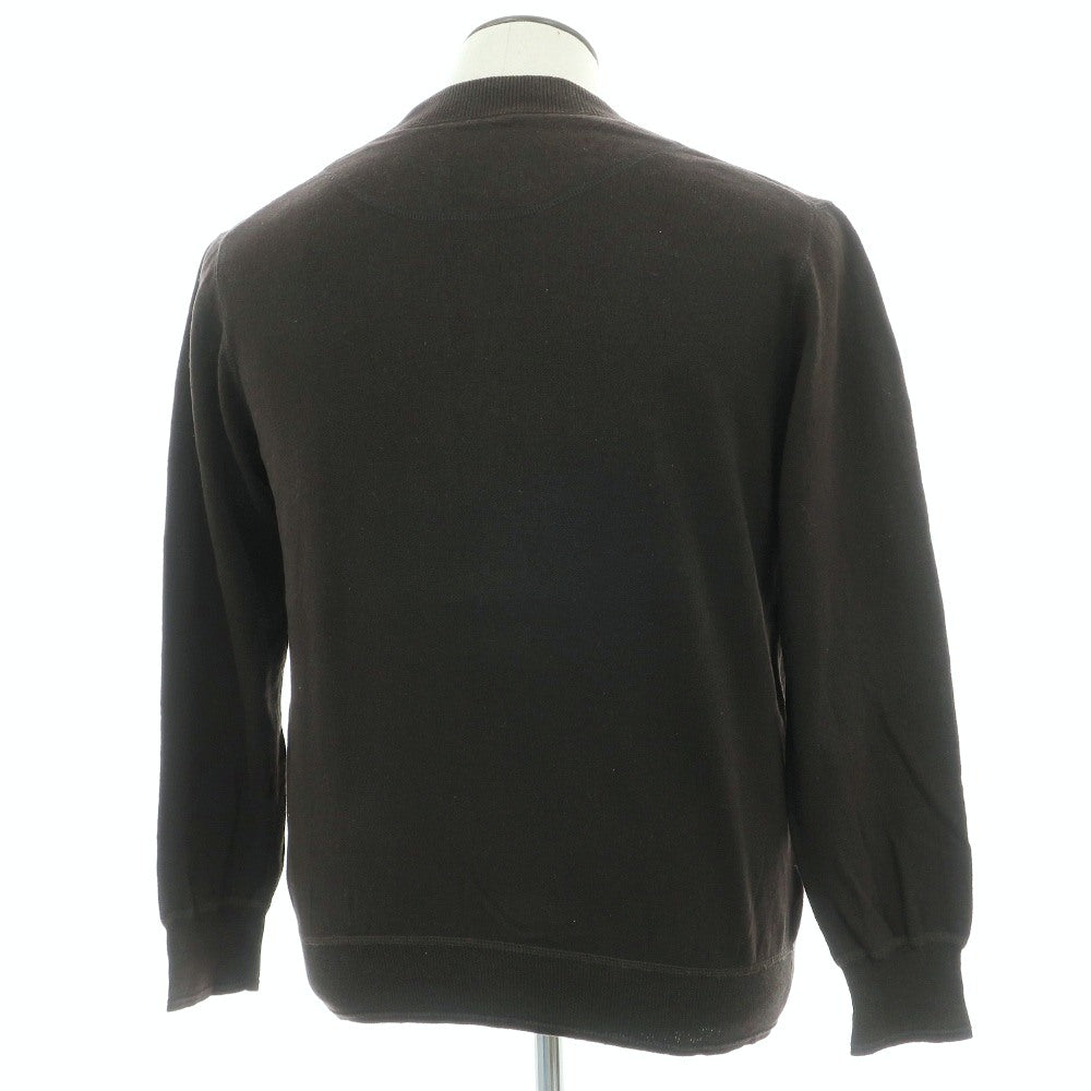 【中古】マーガレットハウエル MARGARET HOWELL コットンリネン ニット カーディガン ダークブラウン【サイズL】【 状態ランクC 】【 メンズ 】
