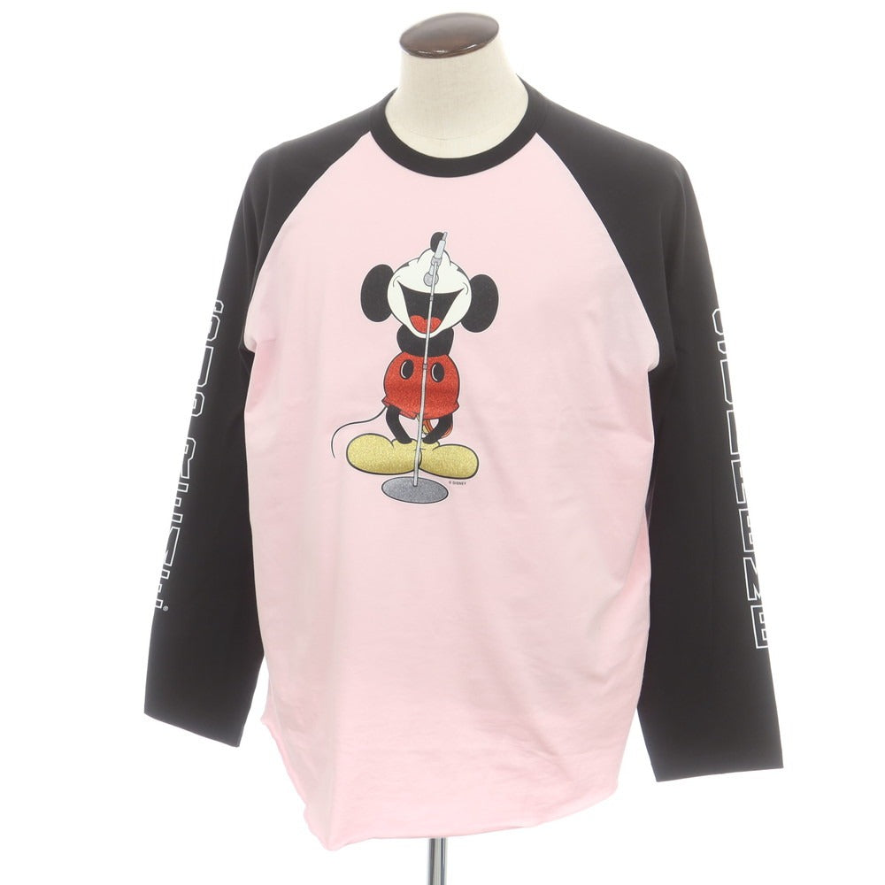 【中古】シュプリーム Supreme × Number (N)ine、Mickey Mouse 2025年秋冬 Raglan L/S Top 長袖Tシャツ ピンクxブラック【 XL 】【 状態ランクA 】【 メンズ 】
