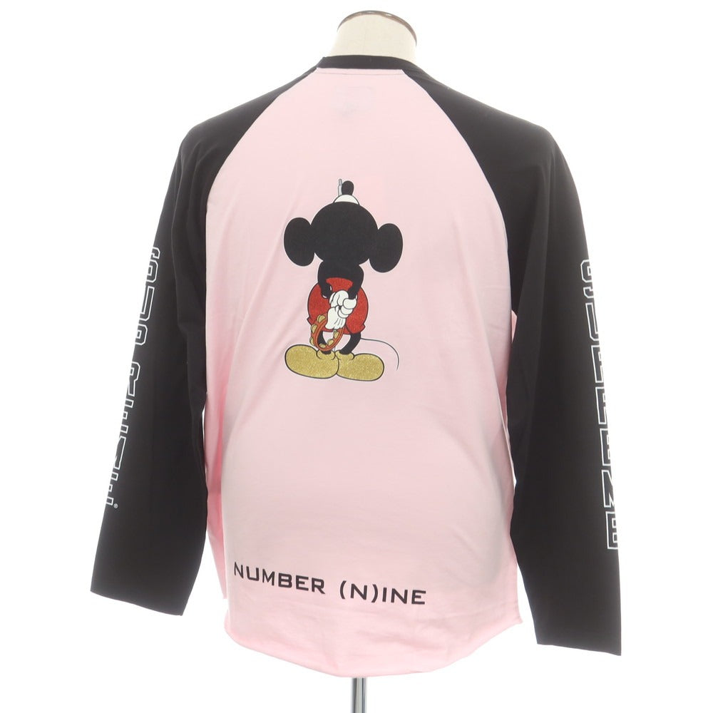 【中古】シュプリーム Supreme × Number (N)ine、Mickey Mouse 2025年秋冬 Raglan L/S Top 長袖Tシャツ ピンクxブラック【 XL 】【 状態ランクA 】【 メンズ 】