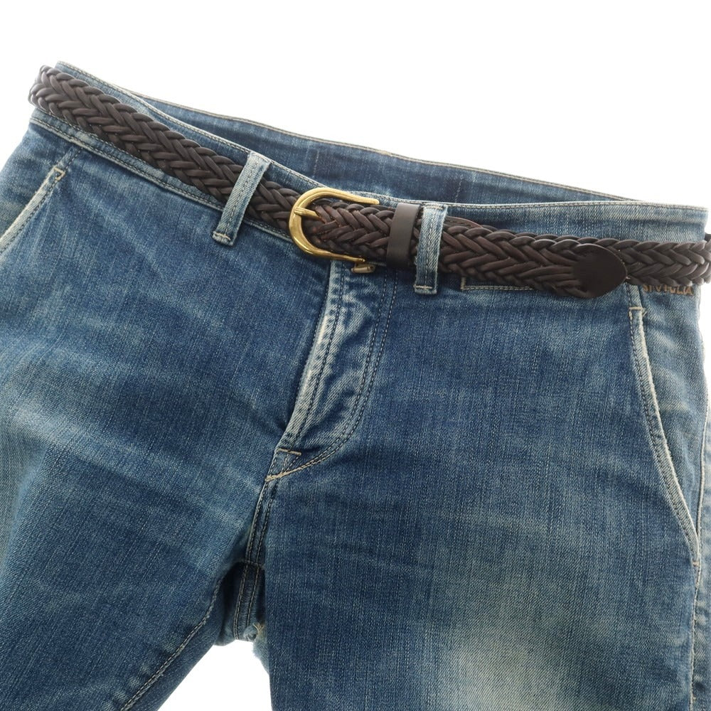 【中古】ビームスプラス BEAMS PLUS レザー メッシュベルト ダークブラウンxゴールド【 34 】【 状態ランクB 】【 メンズ 】