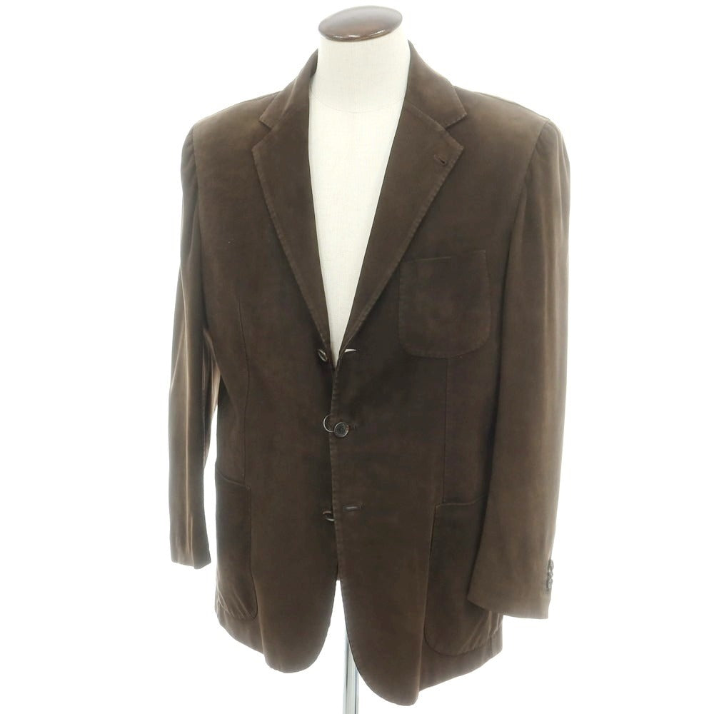 【中古】チェーザレ アットリーニ Cesare Attolini ヌバックレザー テーラードジャケット ブラウン【 52 】【 状態ランクB 】【 メンズ 】