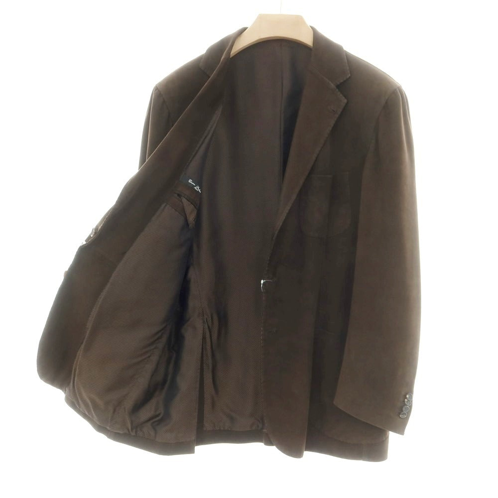 【中古】チェーザレ アットリーニ Cesare Attolini ヌバックレザー テーラードジャケット ブラウン【 52 】【 状態ランクB 】【 メンズ 】