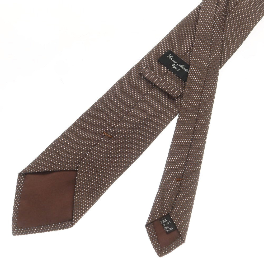 【中古】チェーザレ アットリーニ Cesare Attolini シルク ドット柄ネクタイ ブラウン【 状態ランクB 】【 メンズ 】