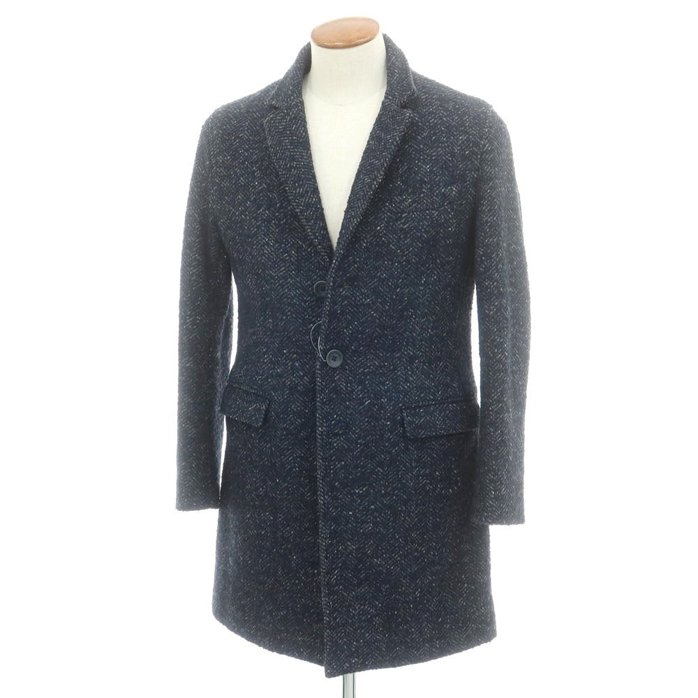 【中古】ヘルノ Herno ウール チェスターフィールドコート ネイビー【 表記なし(M位) 】【 状態ランクC 】【 メンズ 】