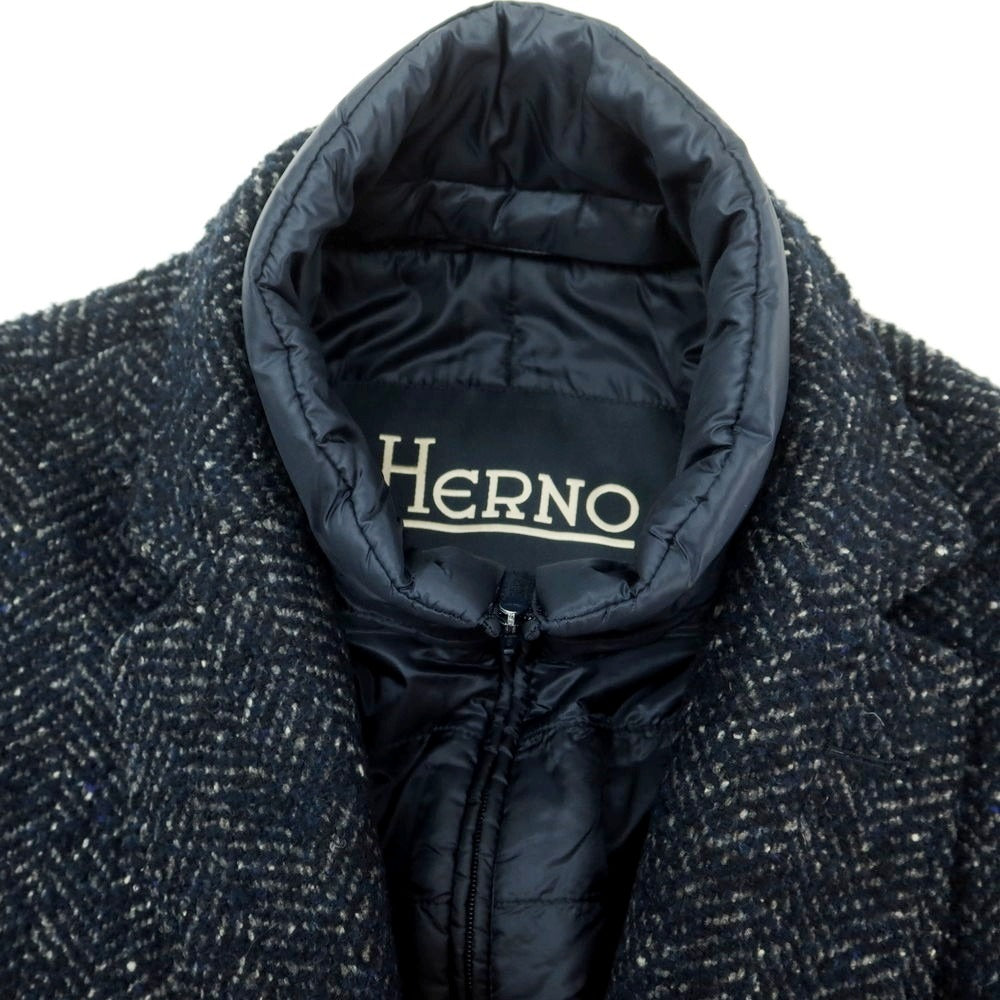 【中古】ヘルノ Herno ウール チェスターフィールドコート ネイビー【 表記なし(M位) 】【 状態ランクC 】【 メンズ 】