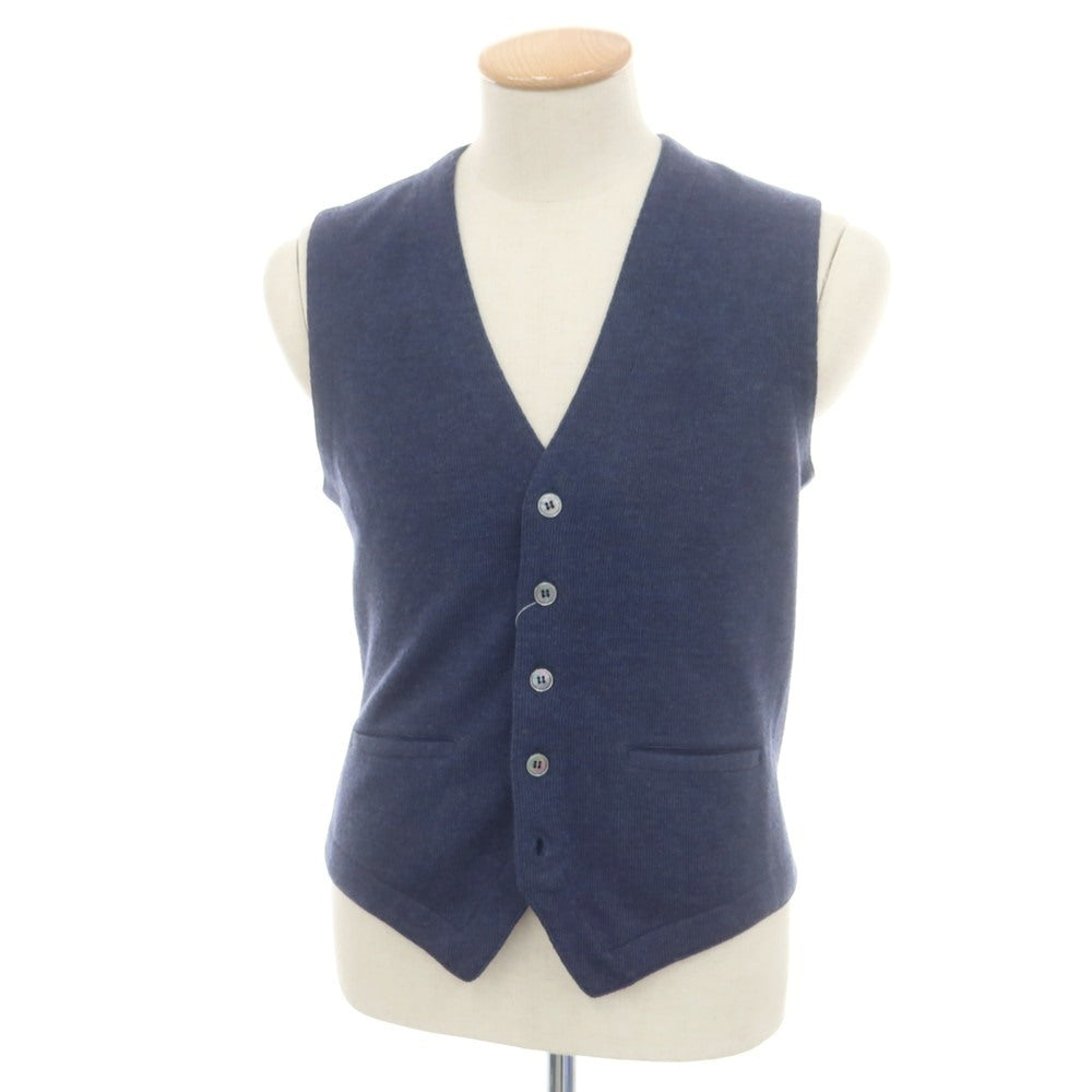 【中古】グランサッソ GRAN SASSO ハイゲージ ウール ジレ ニットベスト ネイビー【 44 】【 状態ランクB 】【 メンズ 】