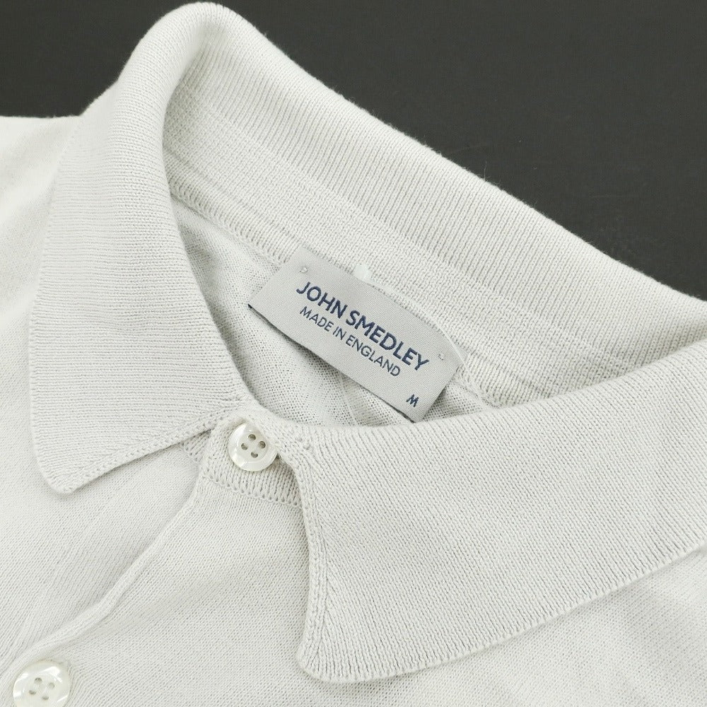 【中古】ジョンスメドレー JOHN SMEDLEY ハイゲージ シーアイランドコットン 半袖 ポロニット ライトグレー系【サイズM】【 状態ランクB 】【 メンズ 】