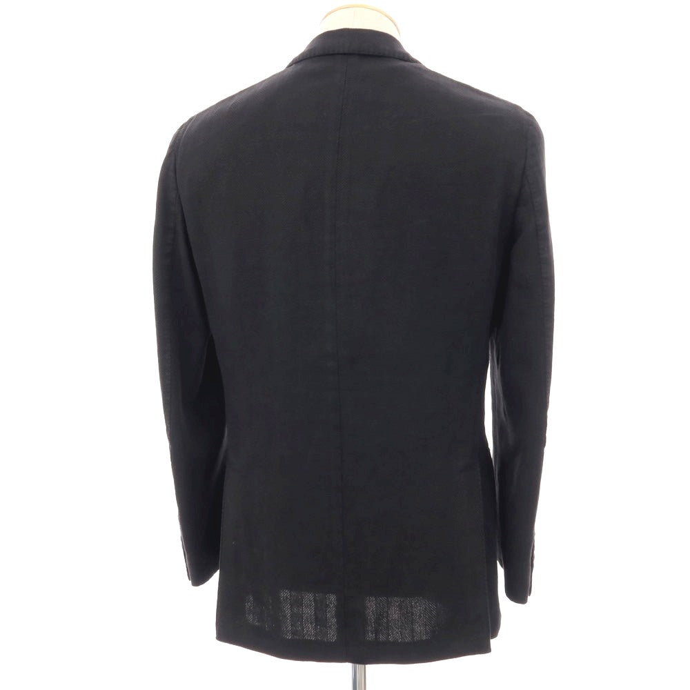 【中古】ラルディーニ LARDINI ストレッチ コットンラミーリネン ヘリンボーン 3B テーラードジャケット ブラック【サイズ44】【 状態ランクB 】【 メンズ 】