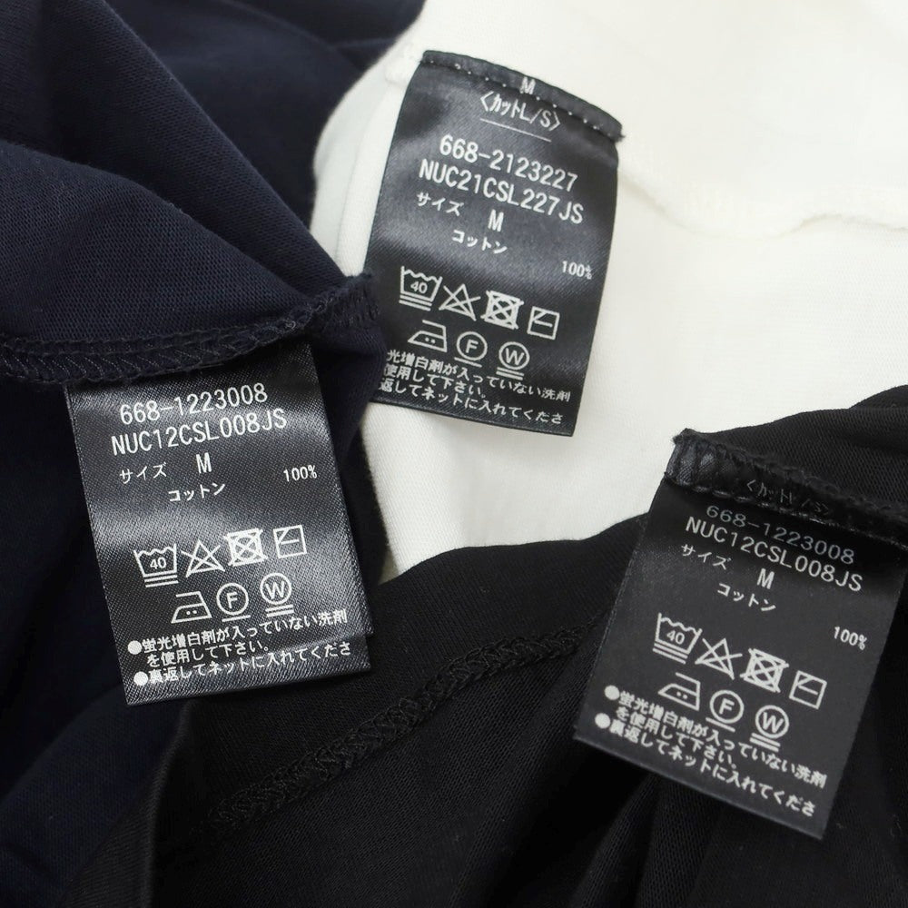 【中古】ナノユニバース nano universe 3枚セット コットン クルーネック 長袖Tシャツ ブラック/ネイビー/ホワイト【 M 】【 状態ランクB 】【 メンズ 】