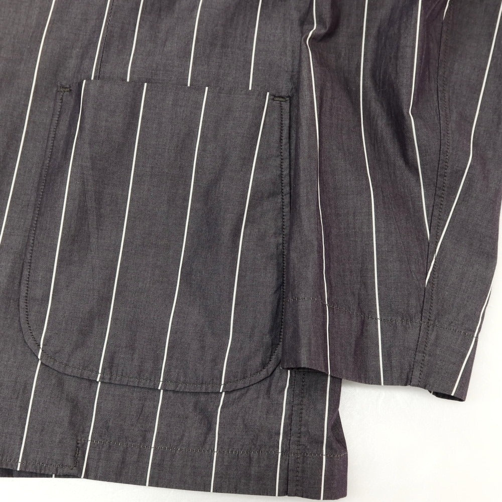 【中古】ラルディーニ LARDINI コットン ストライプ シャツジャケット ダークグレーxホワイト【サイズS】【 状態ランクB 】【 メンズ 】