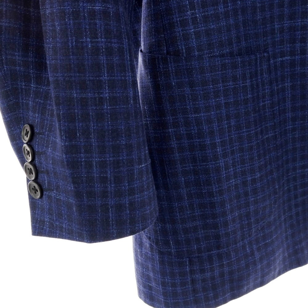 【中古】ダーバン D’URBAN ウールシルク チェック テーラードジャケット ネイビーxブルー【サイズBB6】【 状態ランクB 】【 メンズ 】