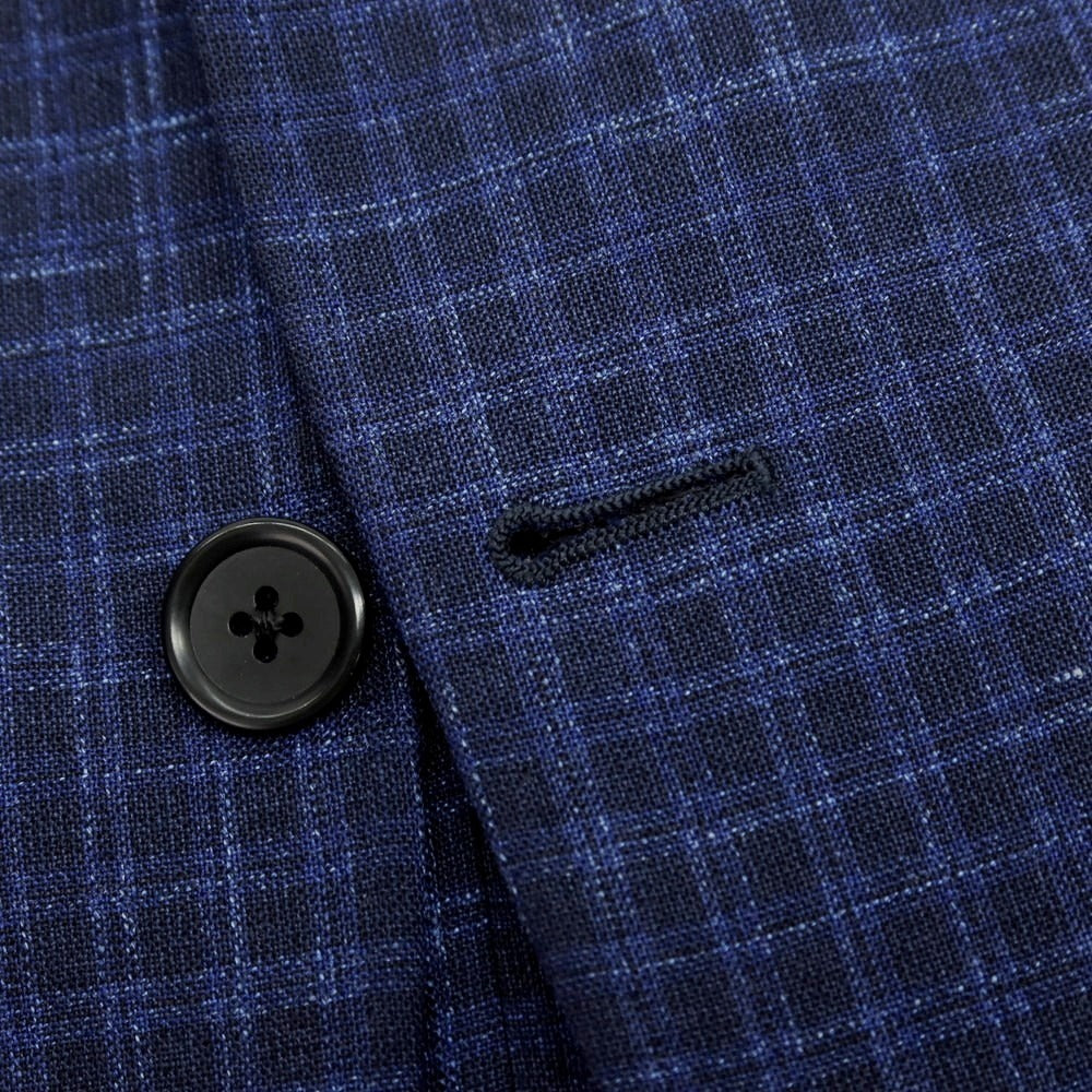 【中古】ダーバン D’URBAN ウールシルク チェック テーラードジャケット ネイビーxブルー【サイズBB6】【 状態ランクB 】【 メンズ 】