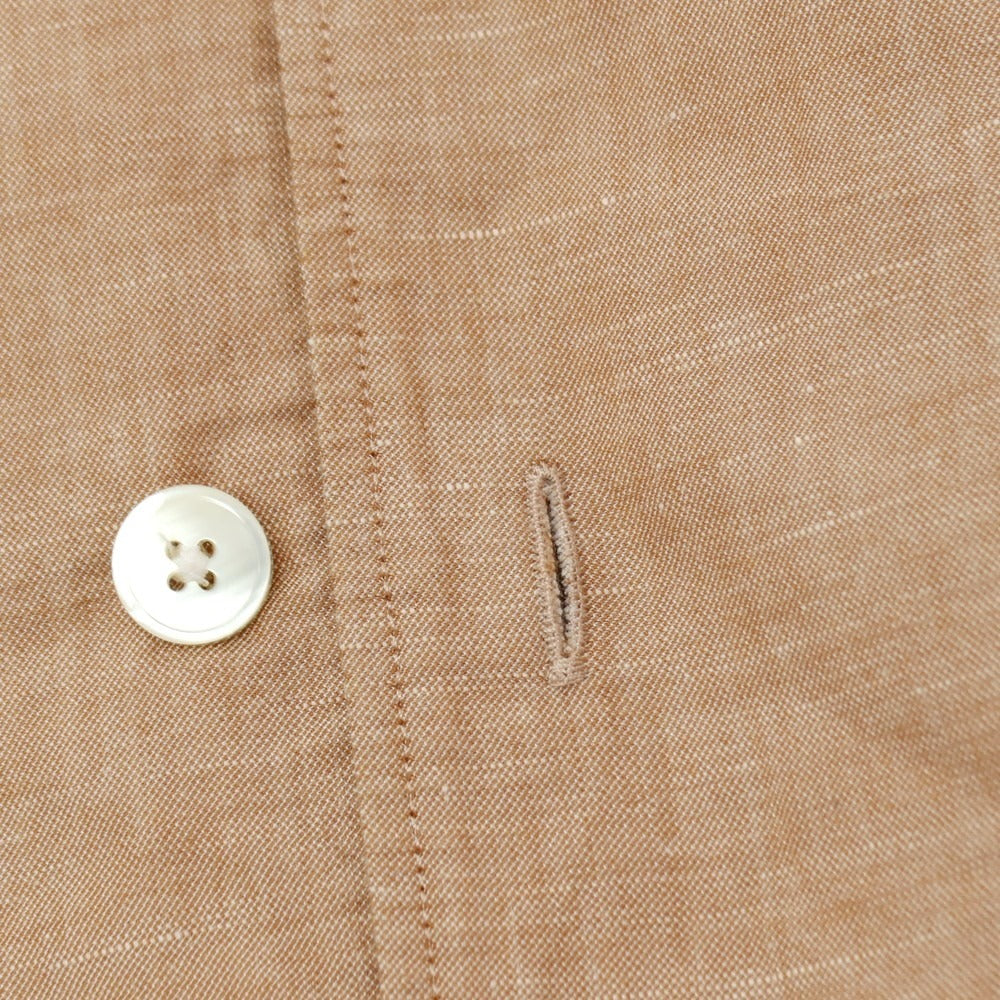 【中古】ゼニア Zegna コットンリネンシルク オープンカラー カジュアルシャツ オレンジブラウン【サイズL】【 状態ランクB 】【 メンズ 】